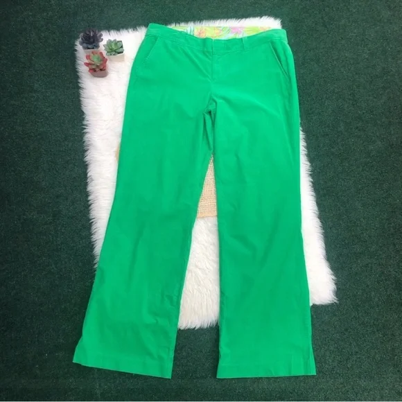Lilly Pulitzer Green Corduroy Pants Cords - Picture 2 of 14